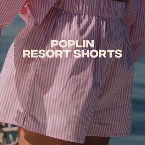 Daily drills poplin resort shorts in pink and white stripe
